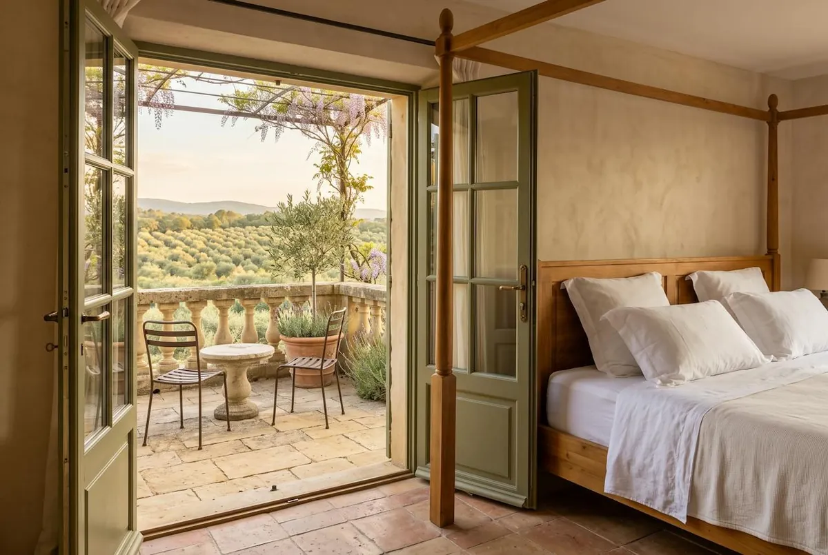 Suite La Terrasse — la suite et sa terrasse privée sur les collines